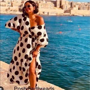 H&M polka dot faux wrap midi dress